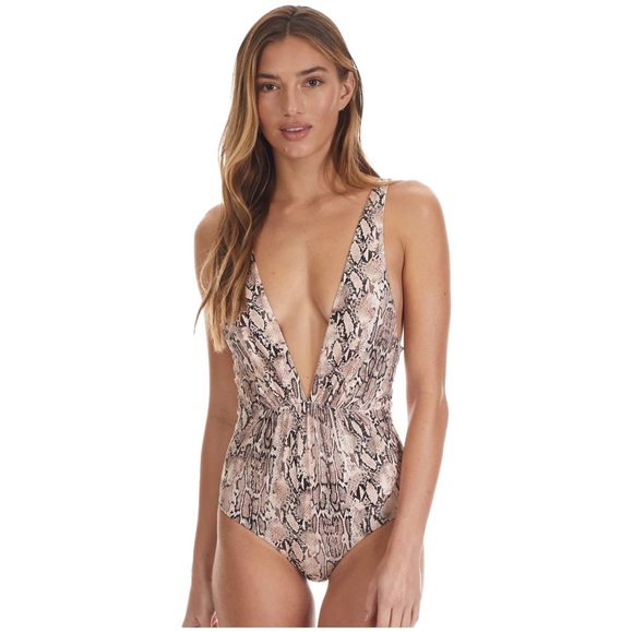 Tori Praver Swimwear Snake Print One Piece - Picture 1 of 7